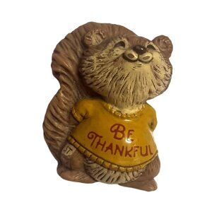 Vintage Hallmark Shirt Tales Be Thankful Squirrel Pin Brooch 1982 Thanksgiving 1